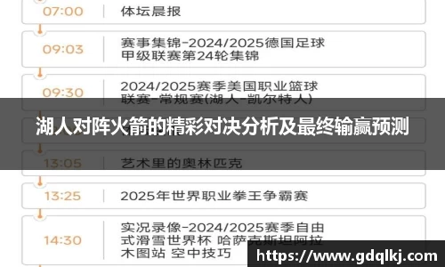 湖人对阵火箭的精彩对决分析及最终输赢预测